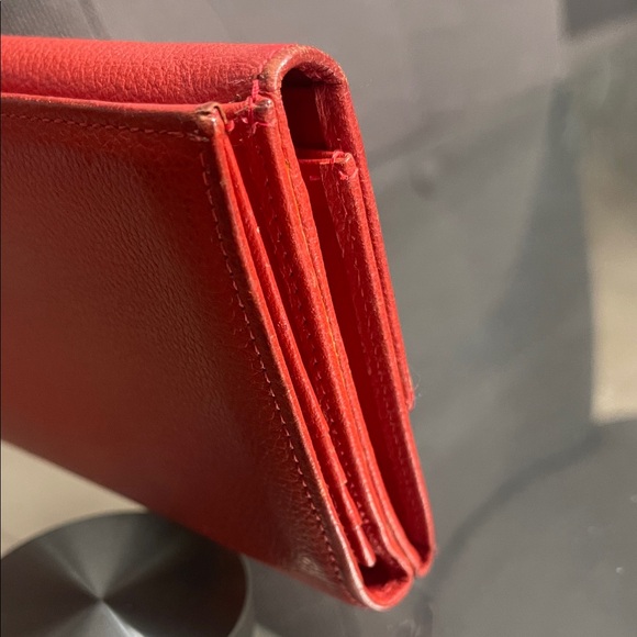 MCM Scarlet Leather Wallet with Gold Accents - Picture 9 of 9